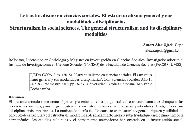 Structuralism in Social Sciences. General Structuralism and Its Disciplinary Modalities