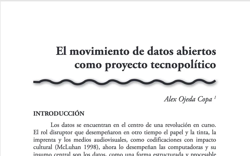 The Open Data Movement as a Technopolitical Project