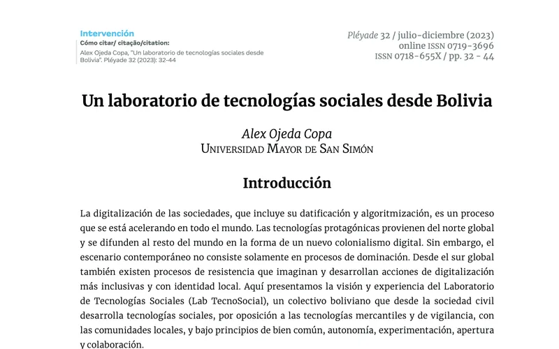 A Social Technologies Laboratory from Bolivia