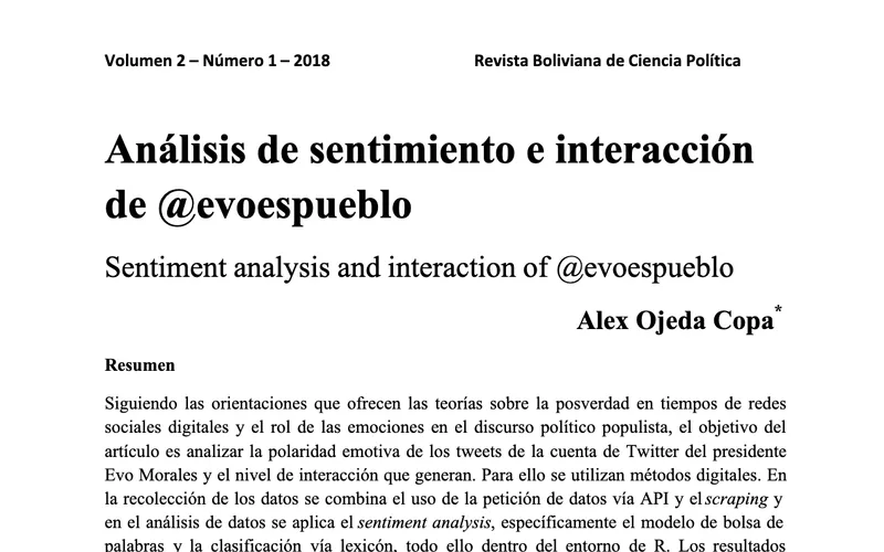 Sentiment Analysis and Interaction of @evoespueblo