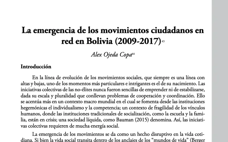 The Emergence of Networked Citizens' Movements in Bolivia (2009-2017)