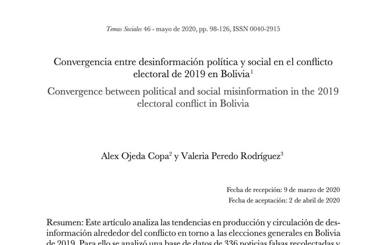Convergence of Political and Social Disinformation in the 2019 Electoral Conflict in Bolivia