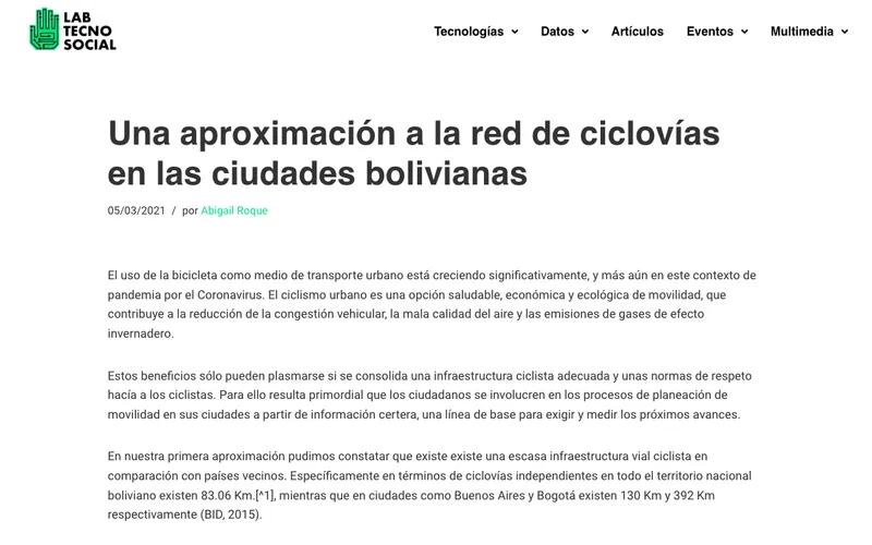 Bike lanes in Bolivian cities